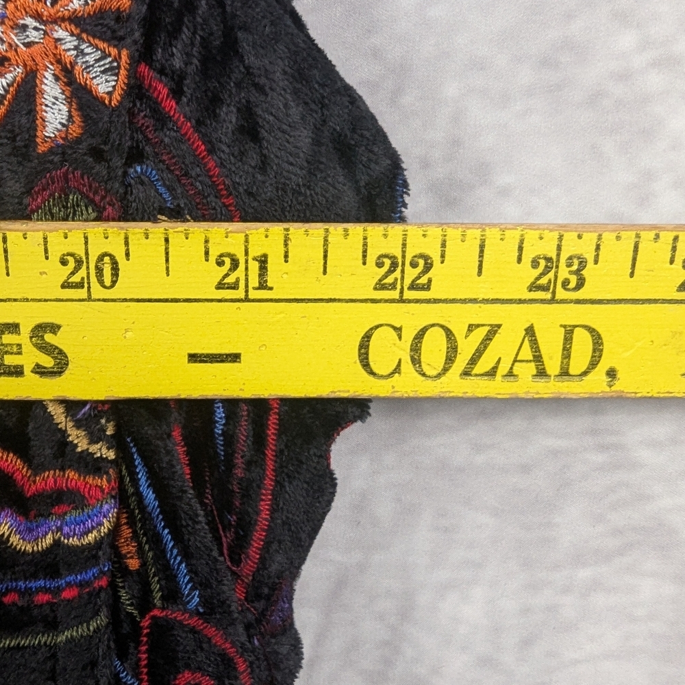 Laura Ashley Medium Embroidered On Black Velvet Jacket With Pockets - Picture 9 of 9